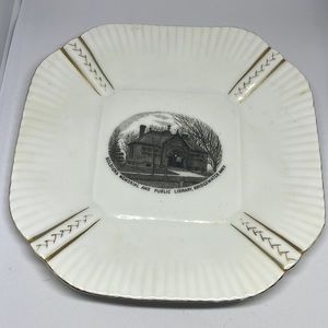 Soldiers Memorial Library Bridgewater MA Made in Germany J H Fairbanks Plate